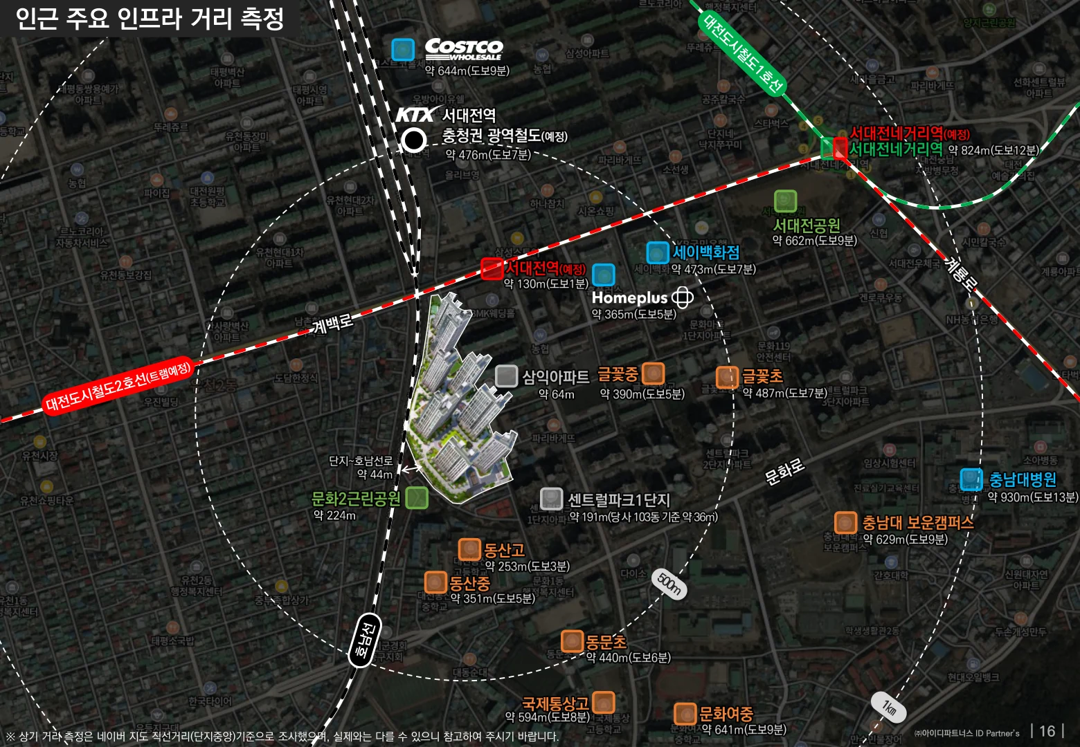 KTX 서대전역과 서대전네거리역, 주변 인프라를 표시한 2025년 교육자료 지도
